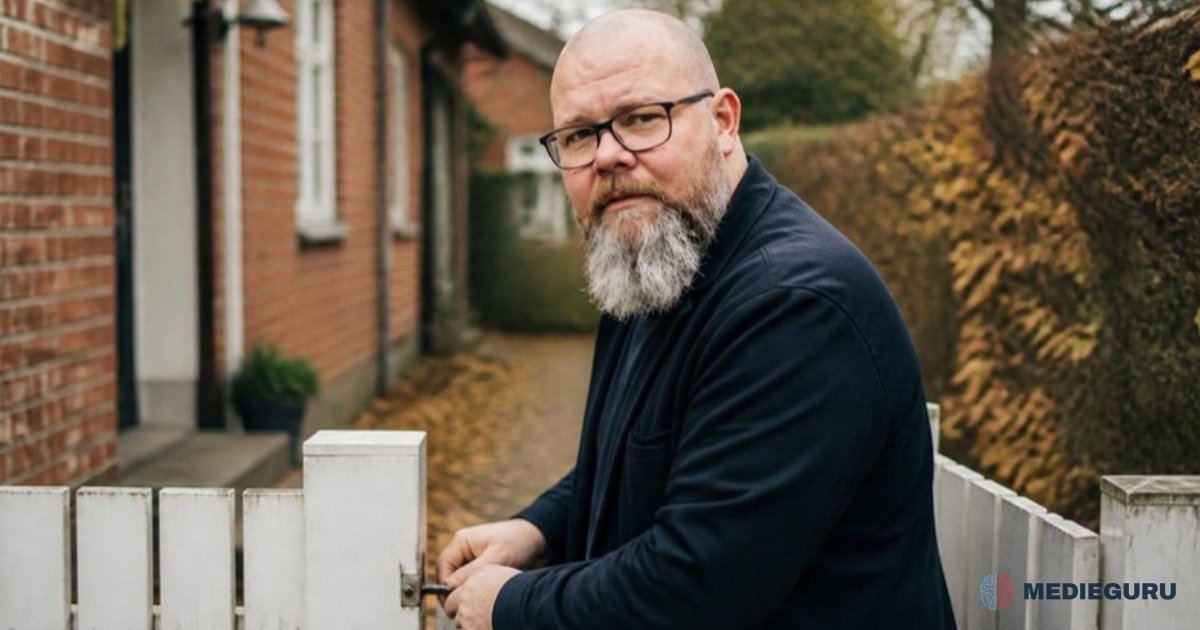 Thor Jadesø lukker den hvide havelåge foran et rødt murstenshus og kigger roligt over skulderen