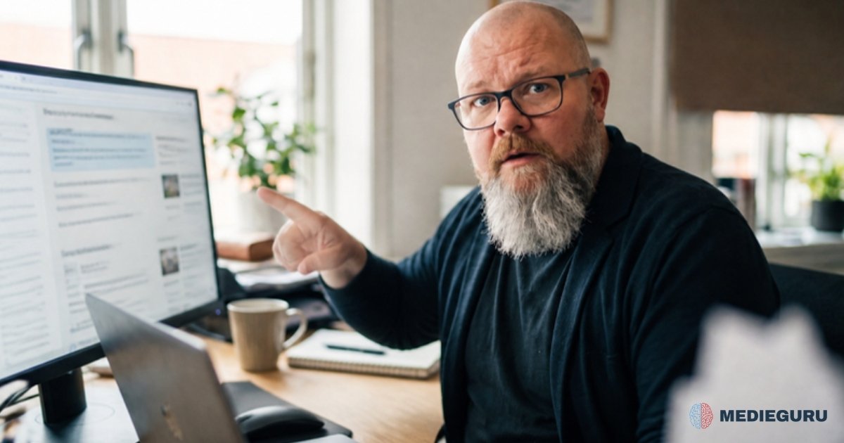 Thor Jadesø sidder ved sit skrivebord og peger overrasket på en skærm med søgeresultater