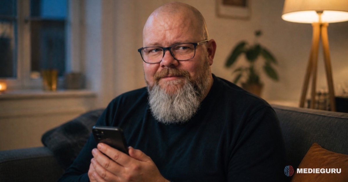 Thor Jadesø sidder i sofaen om aftenen med telefonen tæt ind til sig og smiler hemmelighedsfuldt